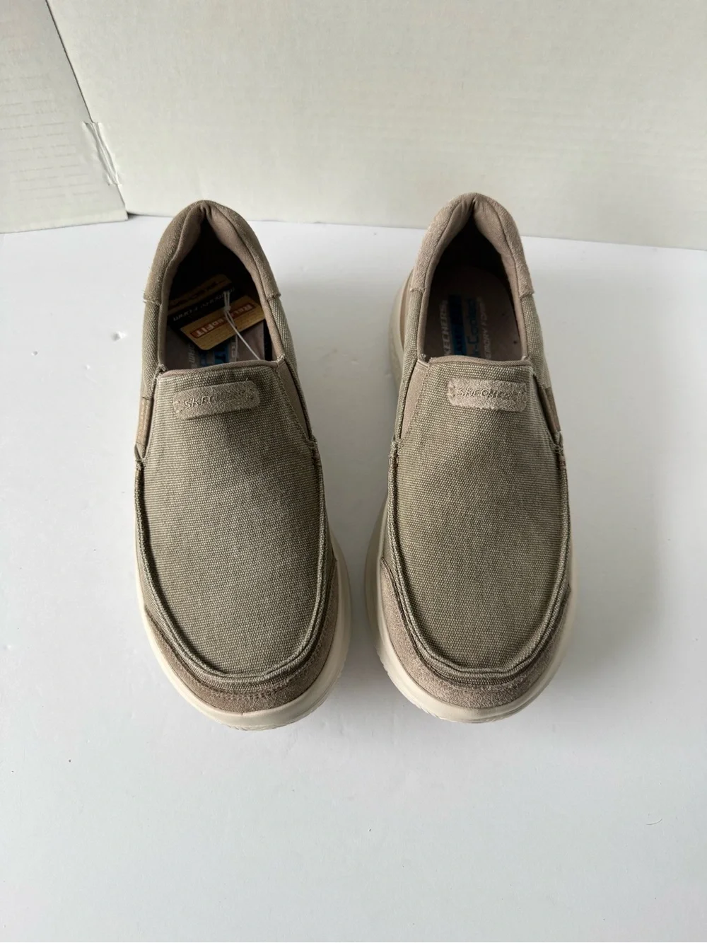 SKECHERS Hasting-Vigo 205366 Taupe Relaxed Fit Sneaker Shoes Mens 9 Canvas NEW